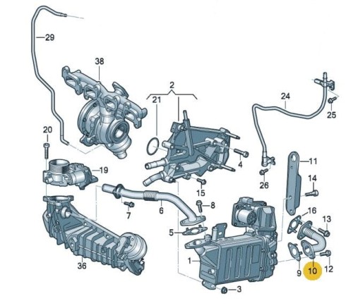 EGR Cooler Connecting Pipe For VW T6 Transporter 2.0 TDI (CXFA, CXEB) - 04L131521H / 04L131521BH