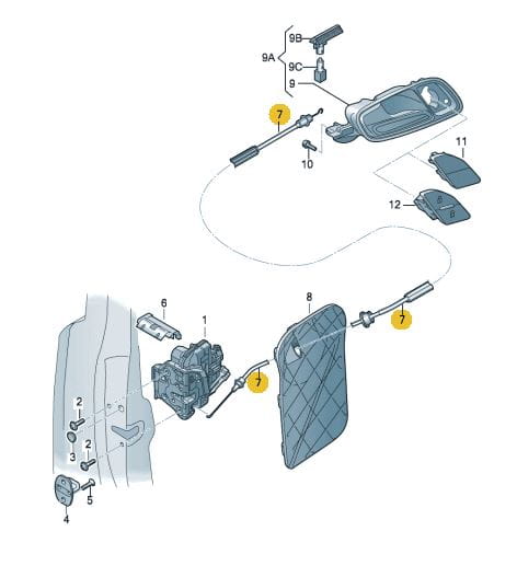 Câble D'ouverture De Serrure Original Audi TT - Référence 8J0837085B, Neuf RICAMBI ORIGINALI